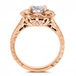 Rose Gold 1 1/5ct TGW Moissanite and Diamond Floral Vintage Engagement Ring - Handcrafted By Name My Rings™