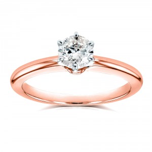 Rose Gold 1/2ct Solitaire Diamond Petite Engagement Ring - Handcrafted By Name My Rings™