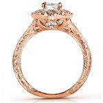 Rose Gold 1/2ct TDW Floral Vintage Diamond Engagement Ring - Handcrafted By Name My Rings™