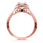 Rose Gold 1ct DEF Moissanite and 1/2ct TDW Diamond Crossover Ring - Handcrafted By Name My Rings™