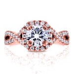 Rose Gold 1ct Moissanite and 1/2ct TDW Diamond Crossover Ring - Handcrafted By Name My Rings™