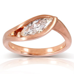 Rose Gold 1ct TDW Certified Marquise Diamond Ring - Handcrafted By Name My Rings™