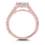 Rose Gold 2 1/10ct TCW Round Moissanite and Diamond 8-Prong Standing Halo Bridal Rings - Handcrafted By Name My Rings™
