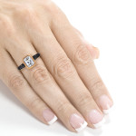 Rose Gold 2 1/4ct TGW Radiant Bezel Moissanite and Black Diamond Vintage Art Deco Ring - Handcrafted By Name My Rings™