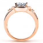 Rose Gold 2ct TGW Forever Brilliant Moissanite and Diamond Halo Bridal Set - Handcrafted By Name My Rings™