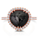 Rose Gold 3 2/5ct TDW Pear Shape Black and White Diamond Ring - Handcrafted By Name My Rings™