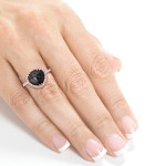 Rose Gold 3 2/5ct TDW Pear Shape Black and White Diamond Ring - Handcrafted By Name My Rings™