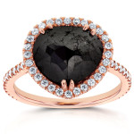 Rose Gold 3 2/5ct TDW Pear Shape Black and White Diamond Ring - Handcrafted By Name My Rings™