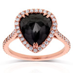 Rose Gold 3 3/8ct TDW Pear Shape Black and White Diamond Ring - Handcrafted By Name My Rings™