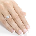 Rose Gold Round Forever Brilliant Moissanite and 1/5ct TDW Diamond Engagement - Handcrafted By Name My Rings™