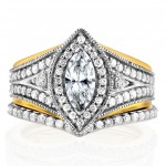 Two-Tone Gold 1 1/6ct TDW Marquise Diamond Bridal Set - Handcrafted By Name My Rings™