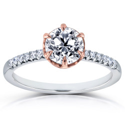 Two Tone Gold 1 1/8ct TDW Diamond Engagement Ring - Handcrafted By Name My Rings™