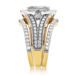 Two Tone Gold Marquise 1 1/3ct TDW Diamond Art Deco 3-Piece Chevron Bridal Se - Handcrafted By Name My Rings™