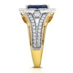 Two Tone Gold Marquise Blue Sapphire and 1/2ct TDW Diamond Art Deco Chevron R - Handcrafted By Name My Rings™
