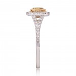 Two-tone Gold 1 2/5ct TDW Certified Cushion-cut Champagne Diamond Halo Ring - Handcrafted By Name My Rings™