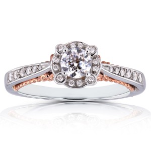 Two-tone Gold 2/5ct TDW Diamond Unique Halo Ring - Handcrafted By Name My Rings™