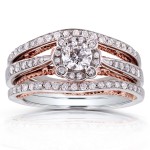Two-tone Gold 3/5ct TDW Diamond Unique Halo Bridal Rings - Handcrafted By Name My Rings™