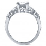 White Gold 1 1/10ct Cushion Forever Moissanite and 1/5ct TDW Diamond Floral A - Handcrafted By Name My Rings™