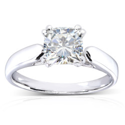 White Gold 1 1/10ct Cushion Moissanite Solitaire 4-prong Engagement Ring - Handcrafted By Name My Rings™