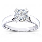 White Gold 1 1/10ct Cushion Moissanite Solitaire 4-prong Engagement Ring - Handcrafted By Name My Rings™