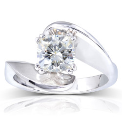 White Gold 1 1/10ct Cushion Moissanite Wide Bypass Style Solitaire Unique Engagement Ring - Handcrafted By Name My Rings™