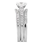 White Gold 1 1/10ct Cushion Moissanite and 1/2ct TDW Diamond 3-piece Bridal S - Handcrafted By Name My Rings™