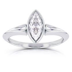 White Gold 1 1/10ct Marquise Diamond Bezel Solitaire Ring - Handcrafted By Name My Rings™