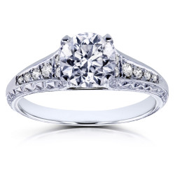 White Gold 1 1/10ct TDW Diamond Vintage Engagement Ring - Handcrafted By Name My Rings™
