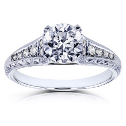 White Gold 1 1/10ct TDW Diamond Vintage Engagement Ring - Handcrafted By Name My Rings™