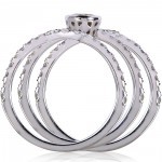 White Gold 1 1/10ct TDW Round Bezel Diamond 3-piece Bridal Set - Handcrafted By Name My Rings™