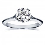 White Gold 1 1/10ct TGW Forever One Moissanite and Diamond Vintage Floral Engagement Ring - Handcrafted By Name My Rings™