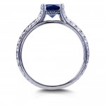 White Gold 1 1/10ct TGW Sapphire and Diamond Vintage Engagement Ring - Handcrafted By Name My Rings™