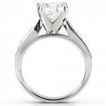 White Gold 1 1/2ct Round Moissanite and 1/3ct TDW Diamond Pave Milgrain Brida - Handcrafted By Name My Rings™