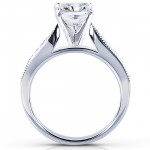 White Gold 1 1/2ct TCW Forever Brilliant Radiant Moissanite and Round Diamond Ring - Handcrafted By Name My Rings™
