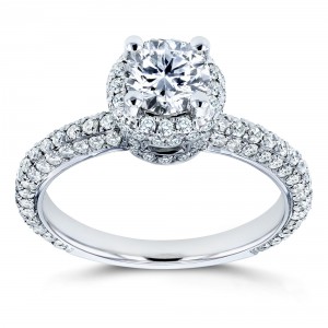 White Gold 1 1/2ct TDW Diamond Halo Engagement Ring - Handcrafted By Name My Rings™
