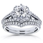 White Gold 1 1/2ct TDW Diamond Star Halo Bridal Set - Handcrafted By Name My Rings™