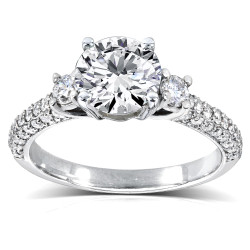 White Gold 1 1/2ct TDW Diamond Three Stone Engagement Ring - Handcrafted By Name My Rings™
