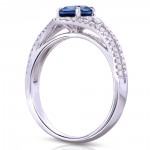 White Gold 1 1/3ct TCW Oval Sapphire and Diamond Split Shank Ring - Handcrafted By Name My Rings™