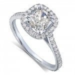 White Gold 1 1/3ct TDW Cushion-cut Diamond Halo Engagement Ring - Handcrafted By Name My Rings™