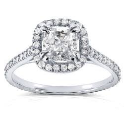 White Gold 1 1/3ct TDW Cushion-cut Diamond Halo Engagement Ring - Handcrafted By Name My Rings™