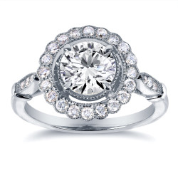 White Gold 1 1/3ct TDW Diamond Floral Antique Engagement Ring - Handcrafted By Name My Rings™