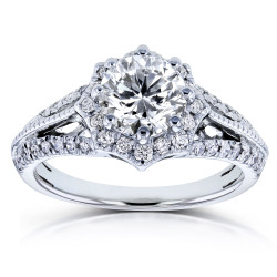 White Gold 1 1/3ct TDW Diamond Star Halo Engagement Ring - Handcrafted By Name My Rings™