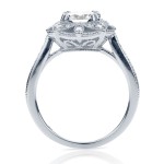 White Gold 1 1/3ct TGW Cushion Moissanite and Diamond Floral Antique Ring - Handcrafted By Name My Rings™