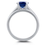 White Gold 1 1/4ct Round Blue Sapphire Solitaire Bridal Set - Handcrafted By Name My Rings™