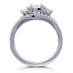 White Gold 1 1/4ct TDW Diamond 3 Stone Princess Bridal Set - Handcrafted By Name My Rings™
