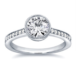 White Gold 1 1/4ct TDW Diamond Bezel and Pave Engagement Ring - Handcrafted By Name My Rings™