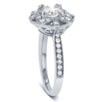White Gold 1 1/4ct TDW Round Diamond Floral Antique Engagement Ring - Handcrafted By Name My Rings™