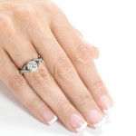 White Gold 1 1/4ct TGW Round-cut Moissanite and Diamond Crisscross Band Engagement Ring - Handcrafted By Name My Rings™