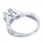 White Gold 1 1/4ct TGW Round-cut Moissanite and Diamond Crisscross Band Engagement Ring - Handcrafted By Name My Rings™
