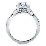 White Gold 1 1/5ct TDW Diamond Crossover Halo Bridal Set - Handcrafted By Name My Rings™